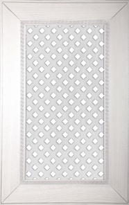 ЭЛЬВИНА Рамка: массив ясеня Филенка: МДФ, облицованная шпоном ясеня Окраска: белый с серебряной патиной